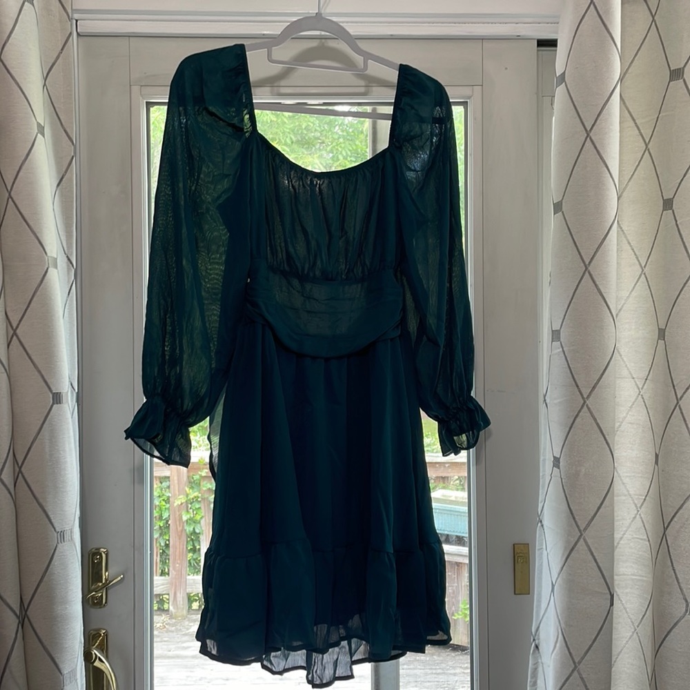NWT Brand of dress is EXLURA, size Medium, color Emerald Green